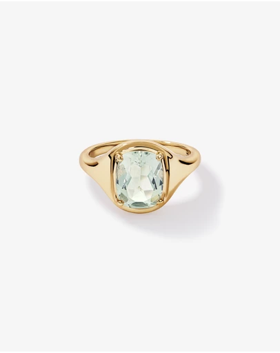 Michael Hill - Elongated Cushion Cut Green Amethyst Ring in 10kt Yellow Gold