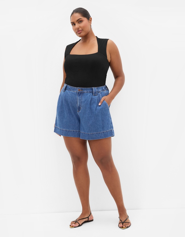 City Chic - Plus size Lia Denim Short - mid wash