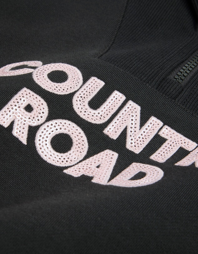 Country Road - Australian Cotton Blend Sequin Half Zip Sweat