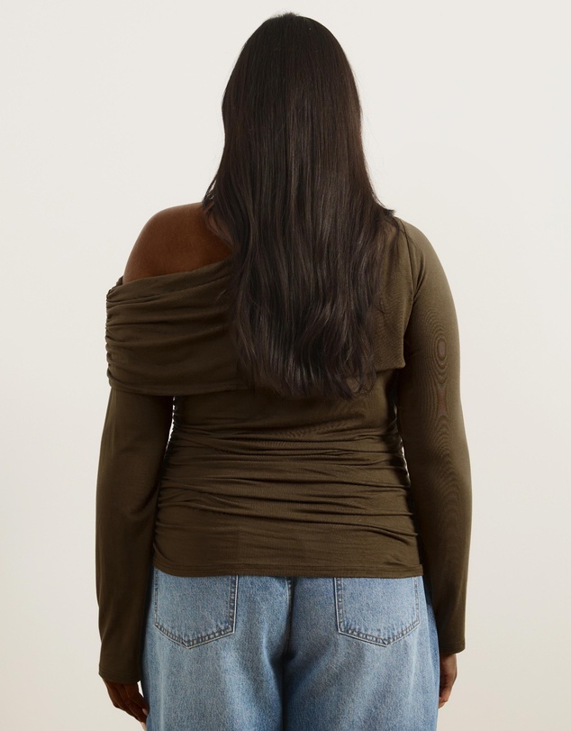 Atmos&Here Curvy - Nell One Shoulder Long Sleeve Top