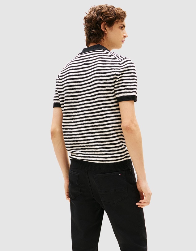 Tommy Hilfiger - Stripe Textured Knit Polo Shirt
