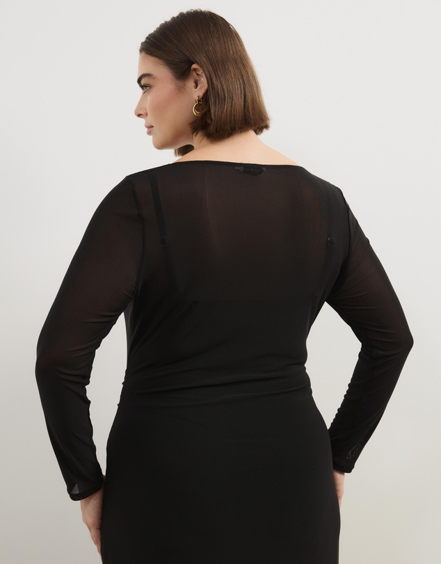 Atmos&Here Curvy - Dani Long Sleeve Mesh Midi Dress