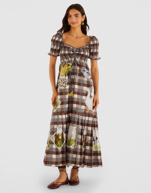 Farm Rio - Country Table Short Sleeve Maxi Dress