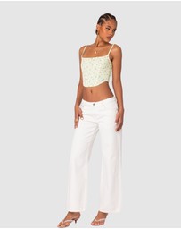 EDIKTED - Rosey Printed Pointelle Corset