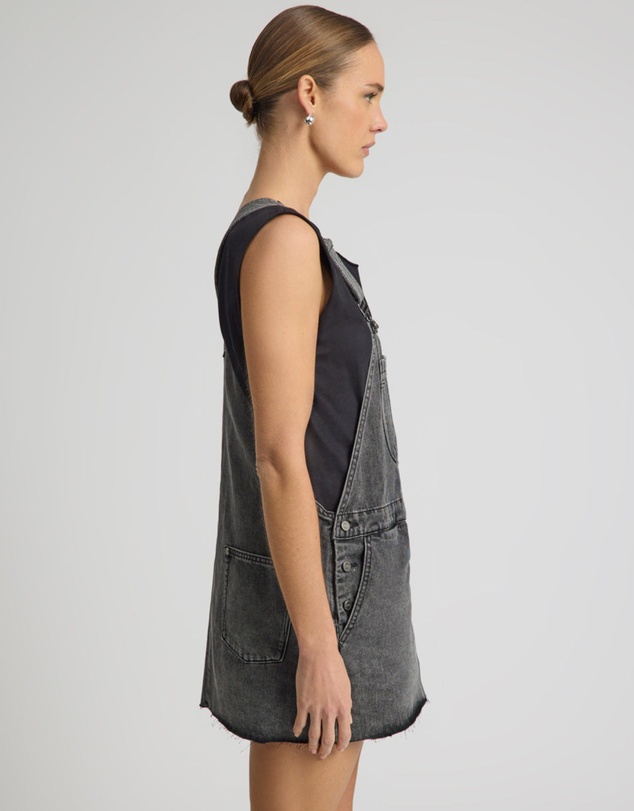 ONE TEASPOON - Raven Denim Mini Pini Dress - Washed Black