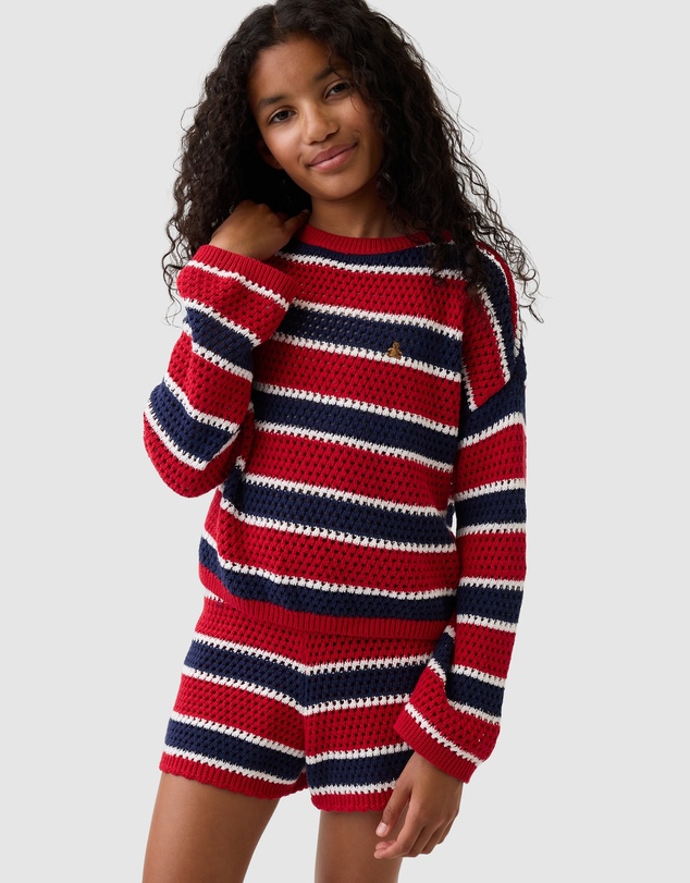 GAP - MB Stripe Crochet Sweater - Teens