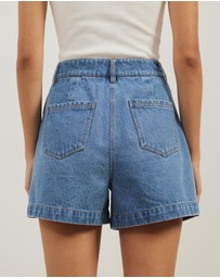 Atmos&Here - Devon Pleated Denim Shorts