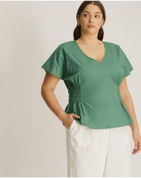 Atmos&Here Curvy - Solene V-Neck Flutter Sleeve Top