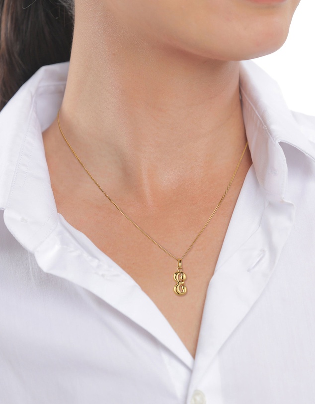 Elli Jewelry - Bubble Letter E Necklace in Gold-Plated 925 Silver
