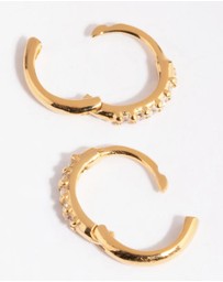 Lovisa - Gold Plated Sterling Silver Cubic Zirconia Huggie Earrings