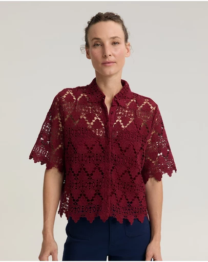 Sportscraft - Ariana Lace Cropped Shirt