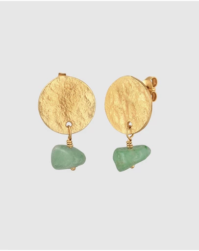 Elli Jewelry - Green Aventurine Drop Earrings in Gold-Plated 925 Silver