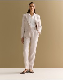Trenery - Yarn Dyed Linen Tapered Trouser in Flax