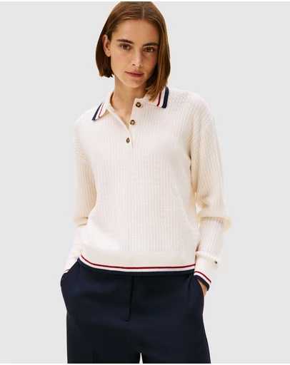 Tommy Hilfiger - Cable Knit Relaxed Polo Jumper