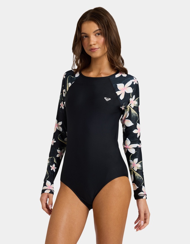 Roxy - Womens Basic Mix Long Sleeve One Piece Swimsuit