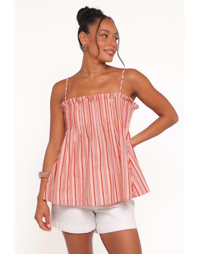 Petal & Pup - Carson Pleated Top - Peach Stripe