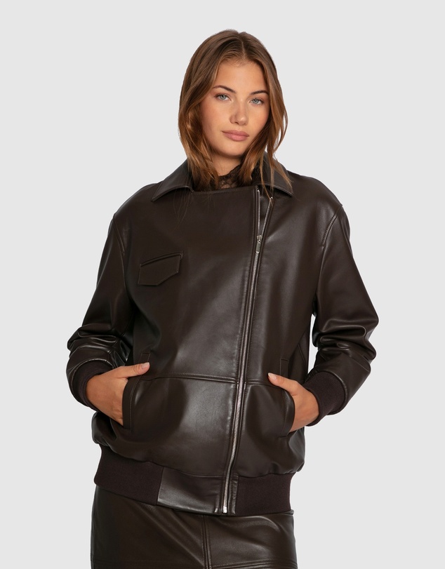 Belle & Bloom - Desert Moon Leather Bomber Jacket