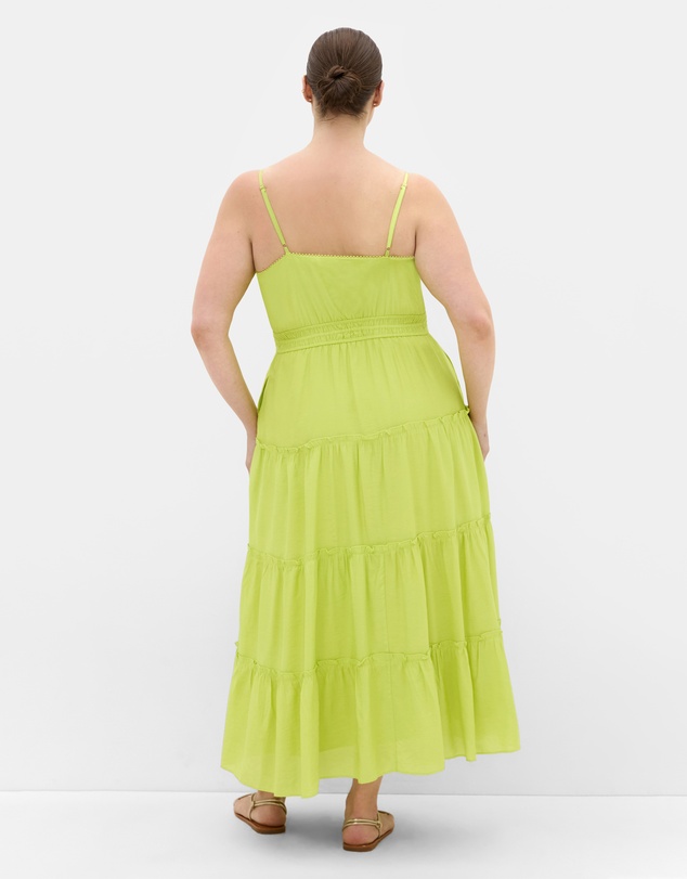 City Chic - Plus Size Amina V Neck Maxi Dress - lime