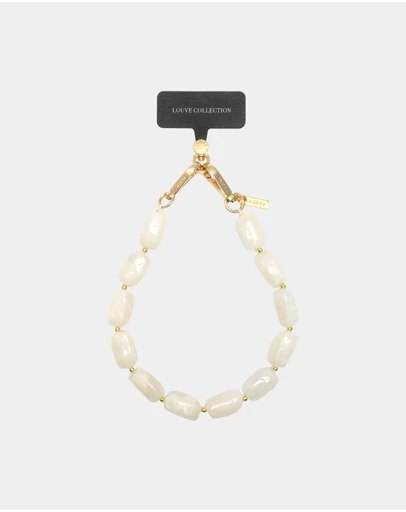 LOUVE COLLECTION - Universal Phone Strap Connector (Black) + Abbey Off-White Wristlet