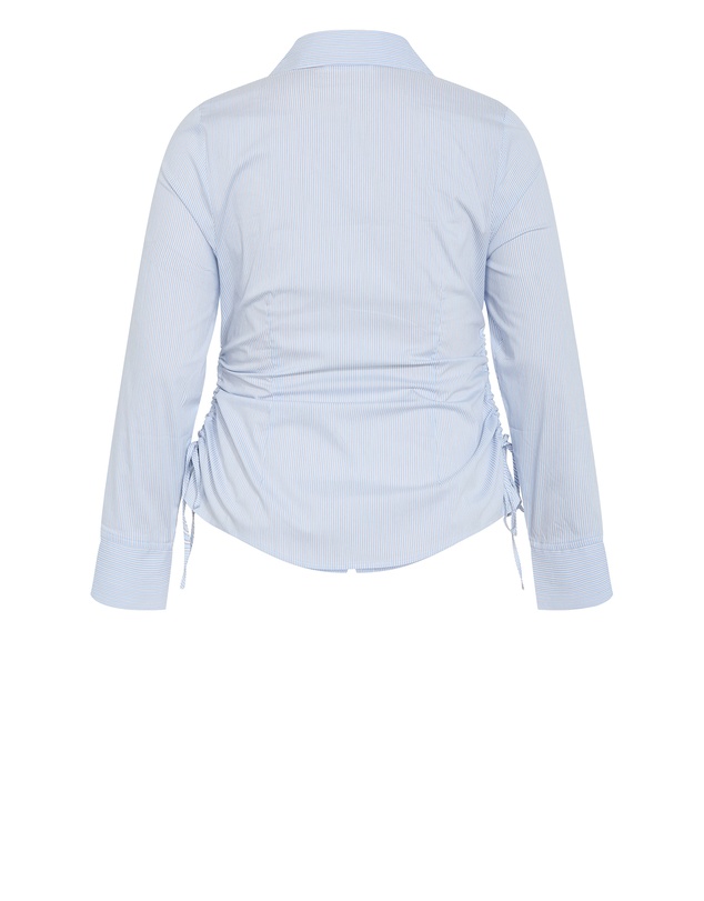 City Chic - Plus size Tayla Side Cinched Stripe Shirt - sky blue