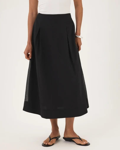 Atmos&Here - Lila Organza Pink Tuck Midi Skirt