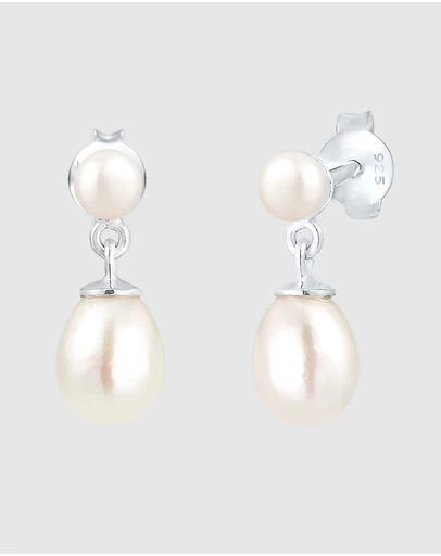 Elli Jewelry - Earrings Ear Hangers with Freshwater Pearls in 925 Sterling Silver