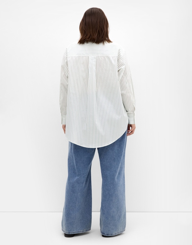 City Chic - Chiara Stripe Cotton Longline Shirt