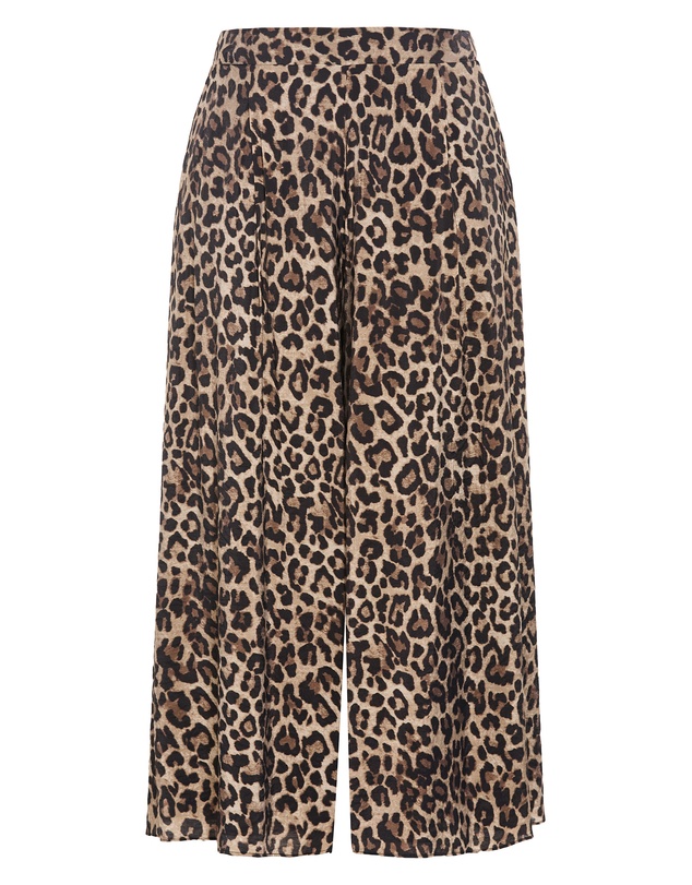 City Chic - Plus size Elsie Leopard Print Wide Leg Pant - chocolate