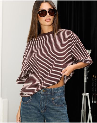 Brown & White Stripe