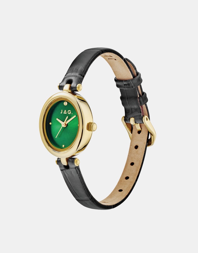 Jag - Emilie Womens Green Dial 20.5mm Black Strap Watch