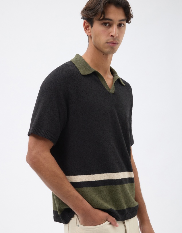 AERE - Organic Cotton Boucle Stripe Polo