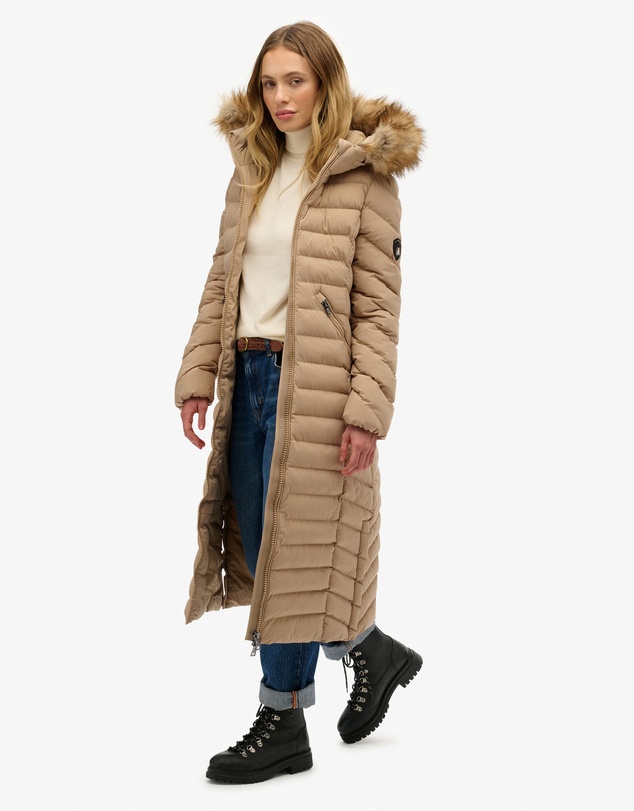 Superdry - Fuji Faux Fur Hooded Longline Slim Fit Jacket