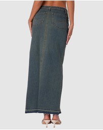 EDIKTED - Lexy Washed Denim Maxi Skirt