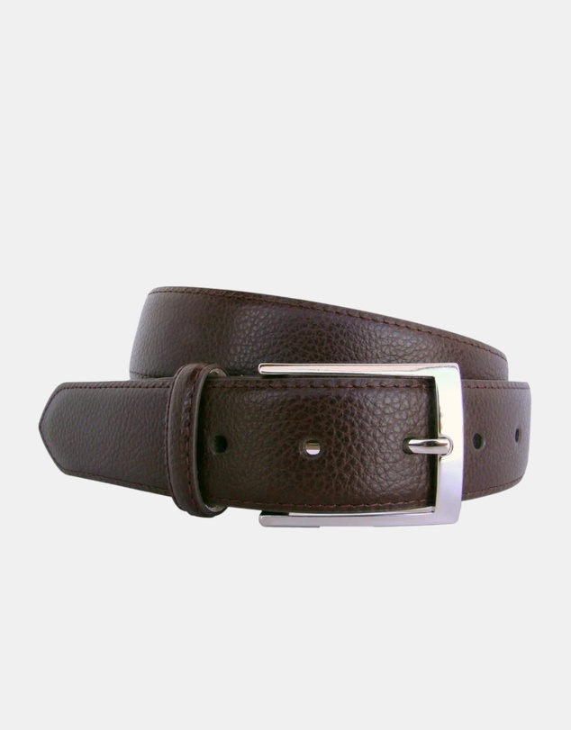 Henry Bucks - HENRY SARTORIAL x LEYVA Pebble Leather Belt BROWN