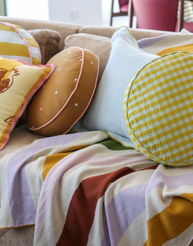 Mosey Me - Citrus Seersucker Round Cushion