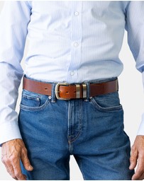 Buckle - Jackaroo. Australian Made Full Grain Natural Leather Belt. 38mm width.