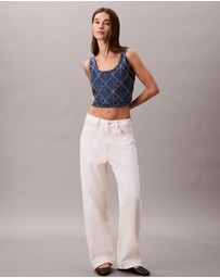 Calvin Klein Jeans - Denim Allover Monogram Cropped Tank Top