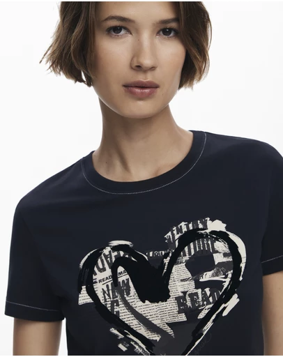 Desigual - Newspaper heart T-shirt