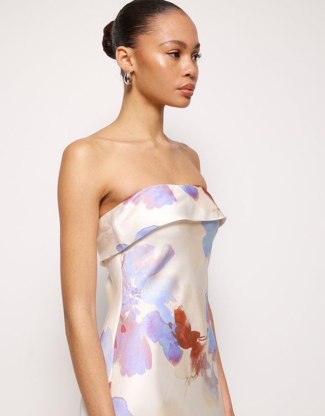 AERE - Nila Satin Bias Cut Strapless Dress
