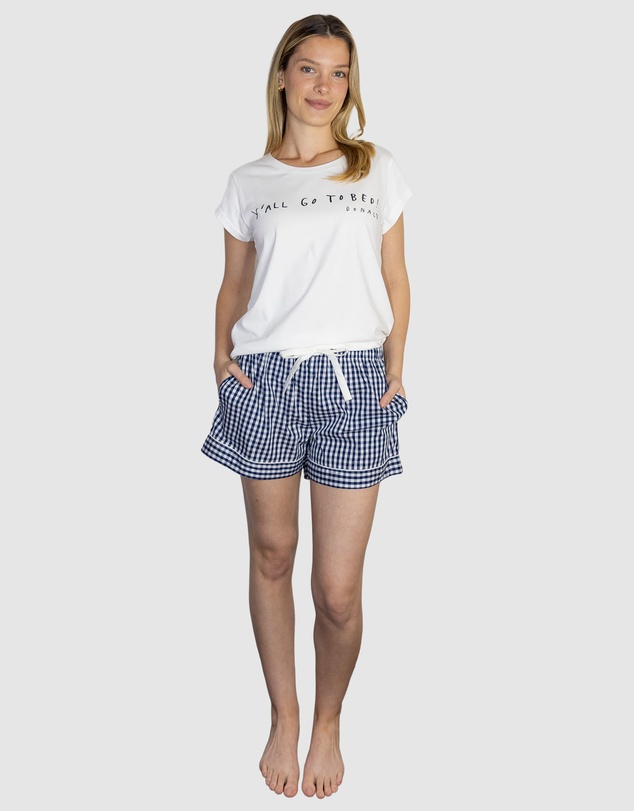 Sant And Abel - Women's Hepburn Gingham Navy Boxer Shorts