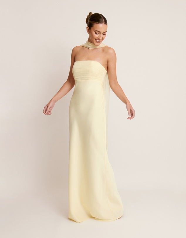 Six Stories - Chiffon Bandeau Satin Maxi Dress