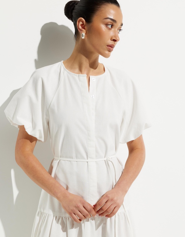 Calli - Belle Puff Sleeve Tie Dress