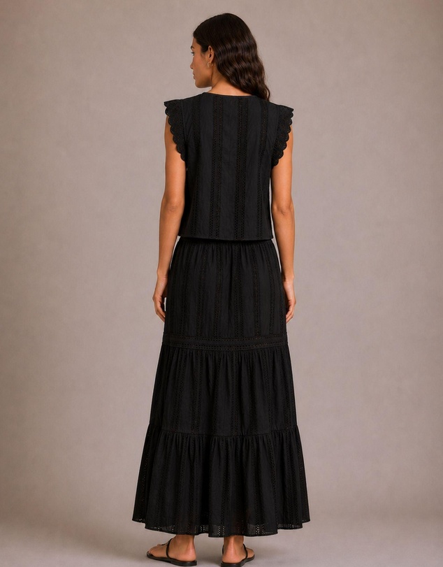 Vero Moda - Bell High Waisted Cotton Maxi Skirt