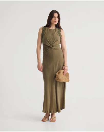 Oxford - Camilla Cupro Lace Trim Dress
