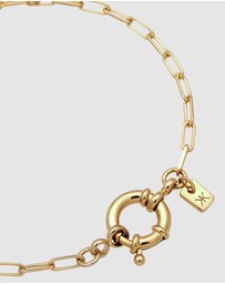 Kuzzoi - ICONIC EXCLUSIVE - Bracelet Male Smiling Face Long Link Chain 925 Sterling Silver Gold Plated