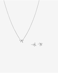 Michael Hill - Bow Necklace and Stud Earrings Gift Set with Cubic Zirconia in Sterling Silver