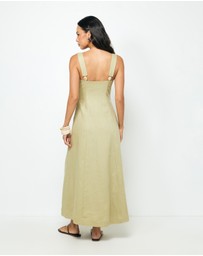AERE - Haven Linen Beaded Midi Dress