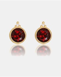 Georgini - Natural Garnet And Two Natural Diamond January Gold Earrings