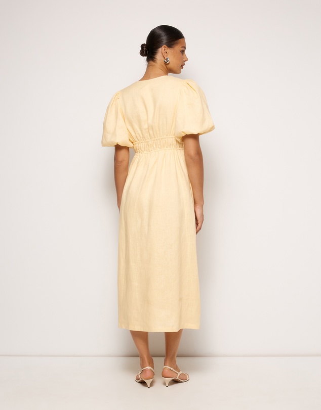 AERE - Aster Tie Front Linen Midi Dress