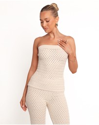 Petal & Pup - Fonte Strapless Knit Top - Cream